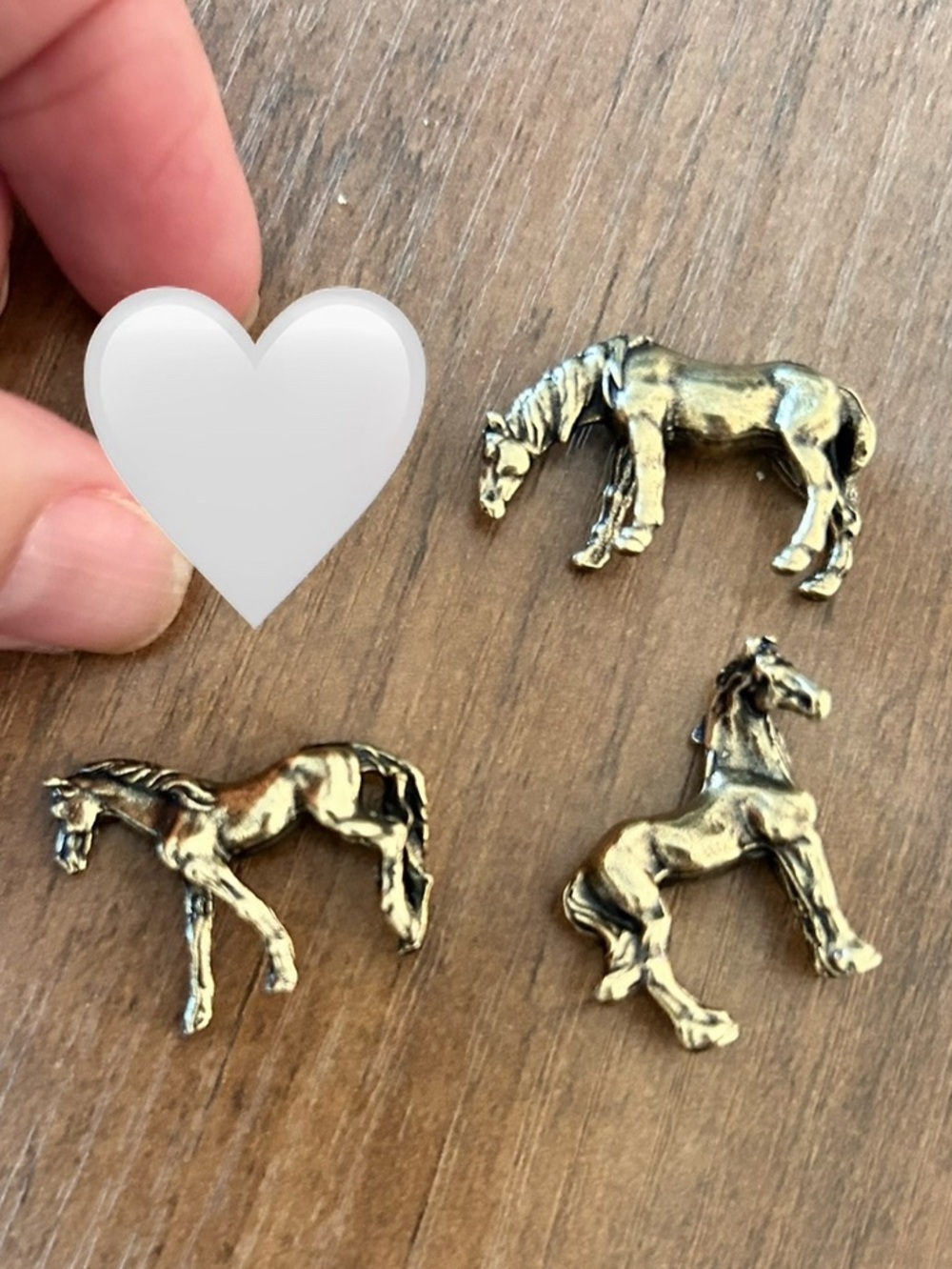 VTG miniature Brass Horse Figurine Set stocking stuffers gift stallions pony 1”